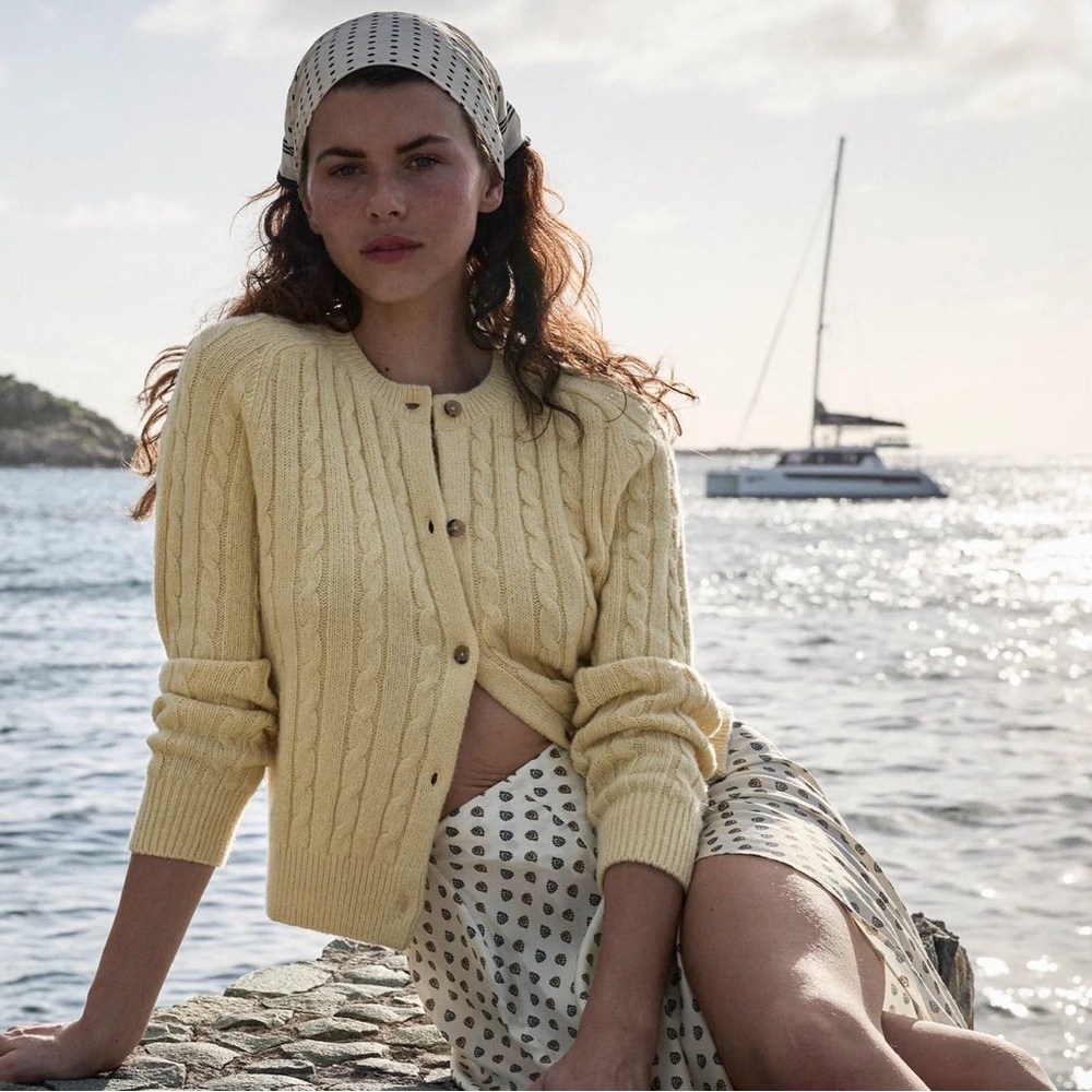 DOEN Penrose cardigan in lemon chiffon